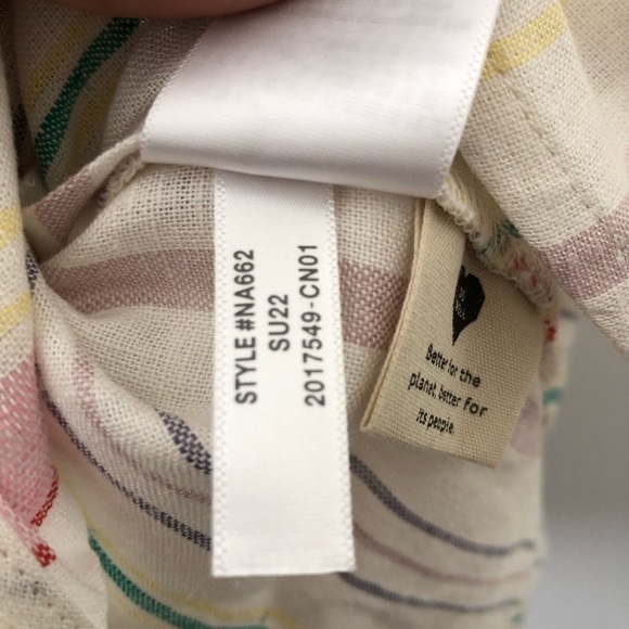 Madewell Linen Blend Rainbow Stripes Button Up Shirt 2X - Picture 8 of 11